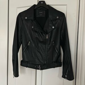 Elodie Black Leather-like Moto Jacket